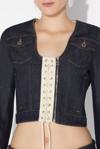 Veste contrastée en denim - Indigo & Beige