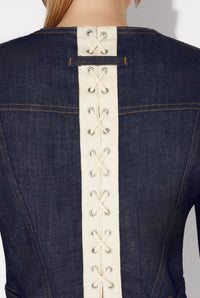 Veste contrastée en denim - Indigo & Beige