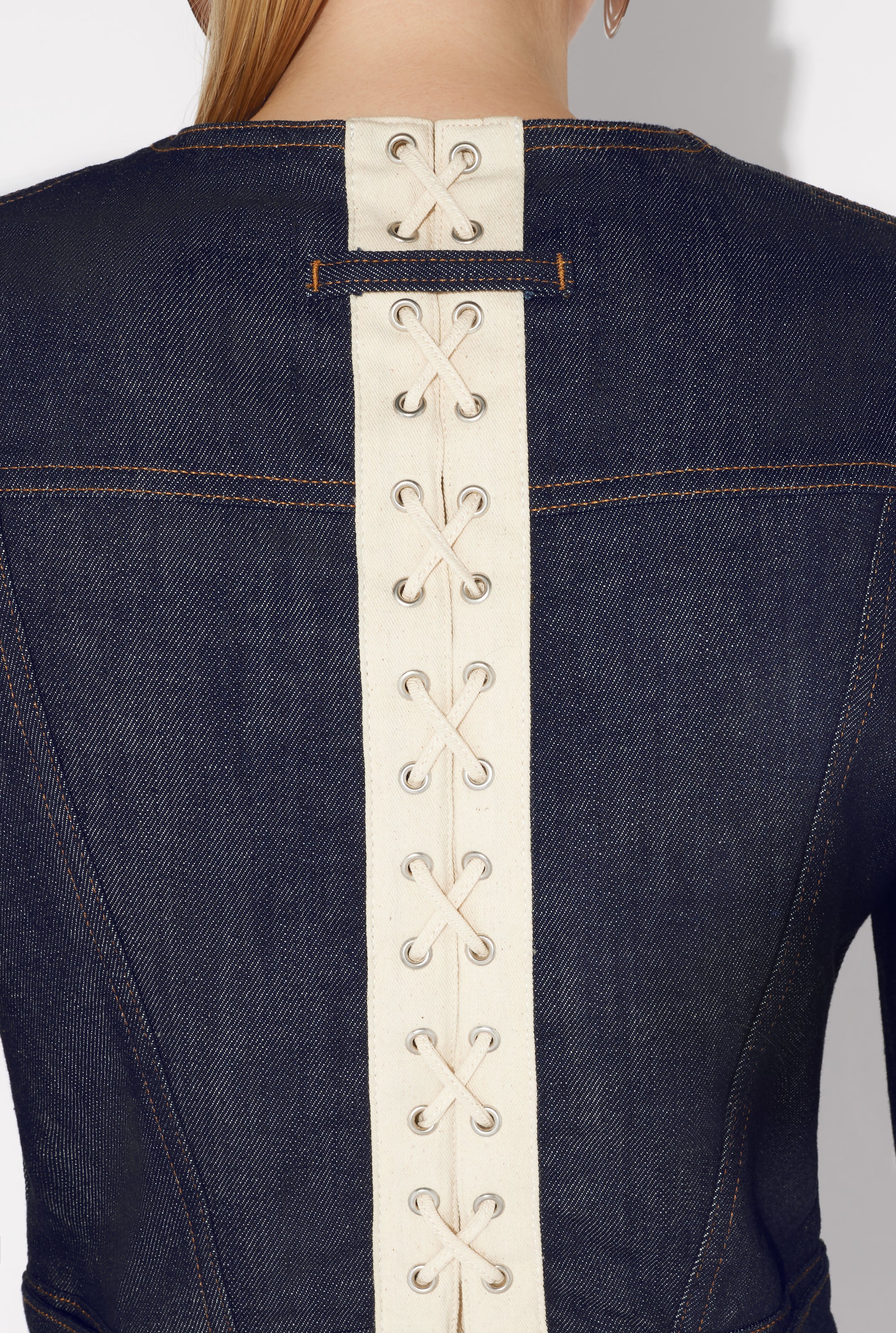 Veste contrastée en denim - Indigo & Beige