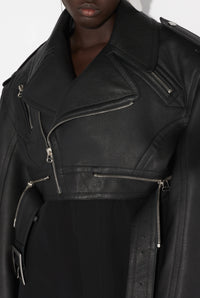 Short leather perfecto - Black & Dark Brown