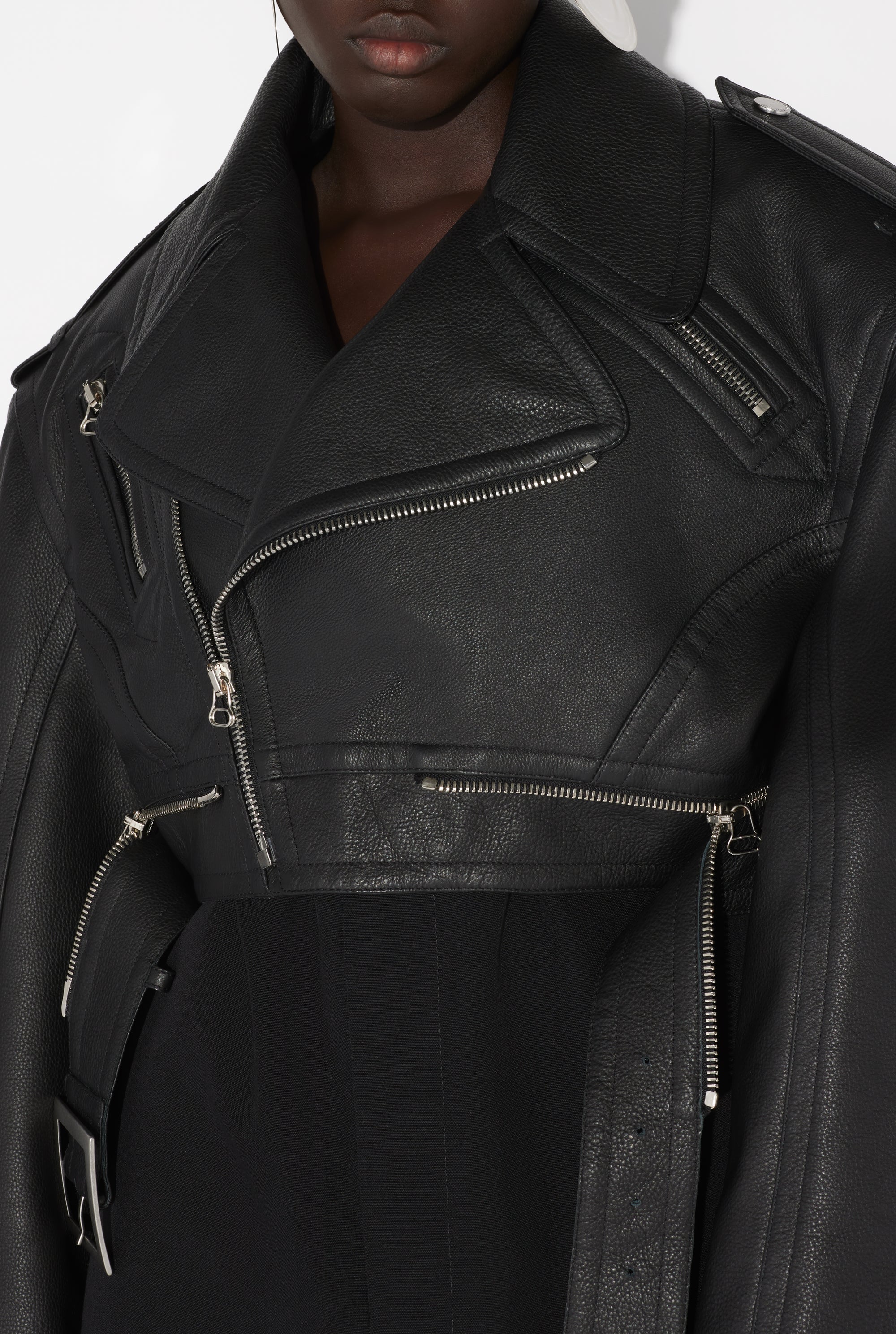 Short leather perfecto - Black & Dark Brown