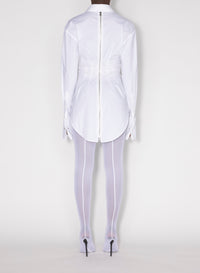 Chemise longue drapée en coton - White