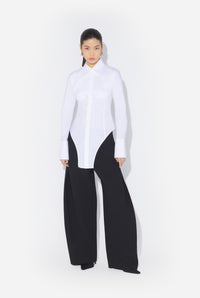 Stretch Cotton Shirt With Body Detail - White