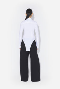 Stretch Cotton Shirt With Body Detail - White