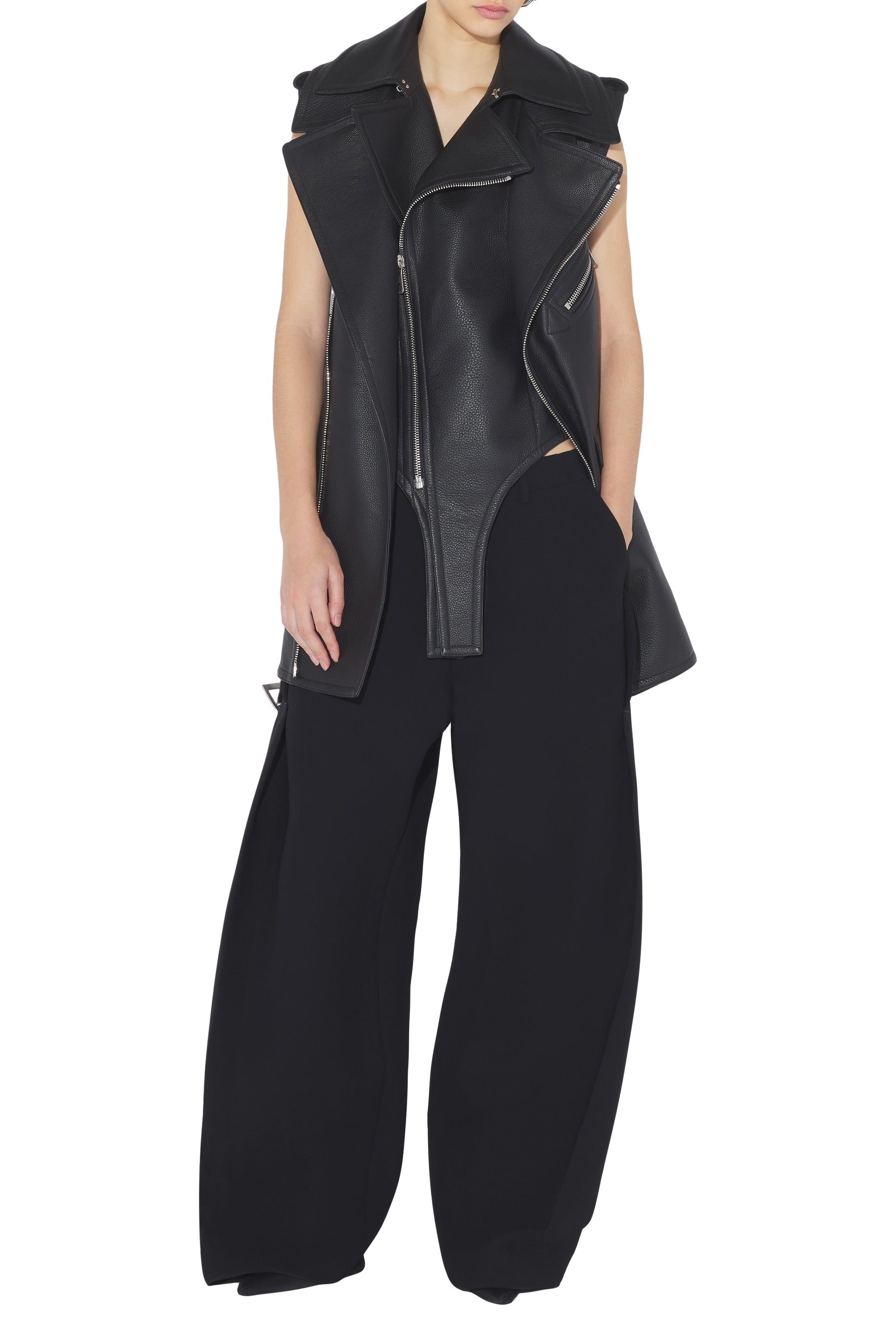 Gilet ceintré en cuir - Black & White