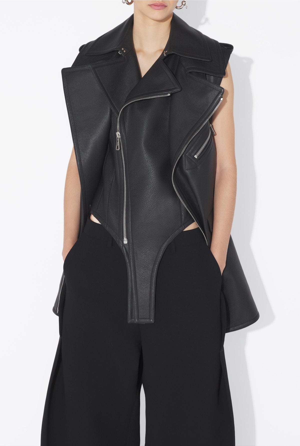 Gilet ceintré en cuir - Black & White