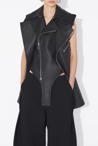 Gilet ceintré en cuir - Black & White