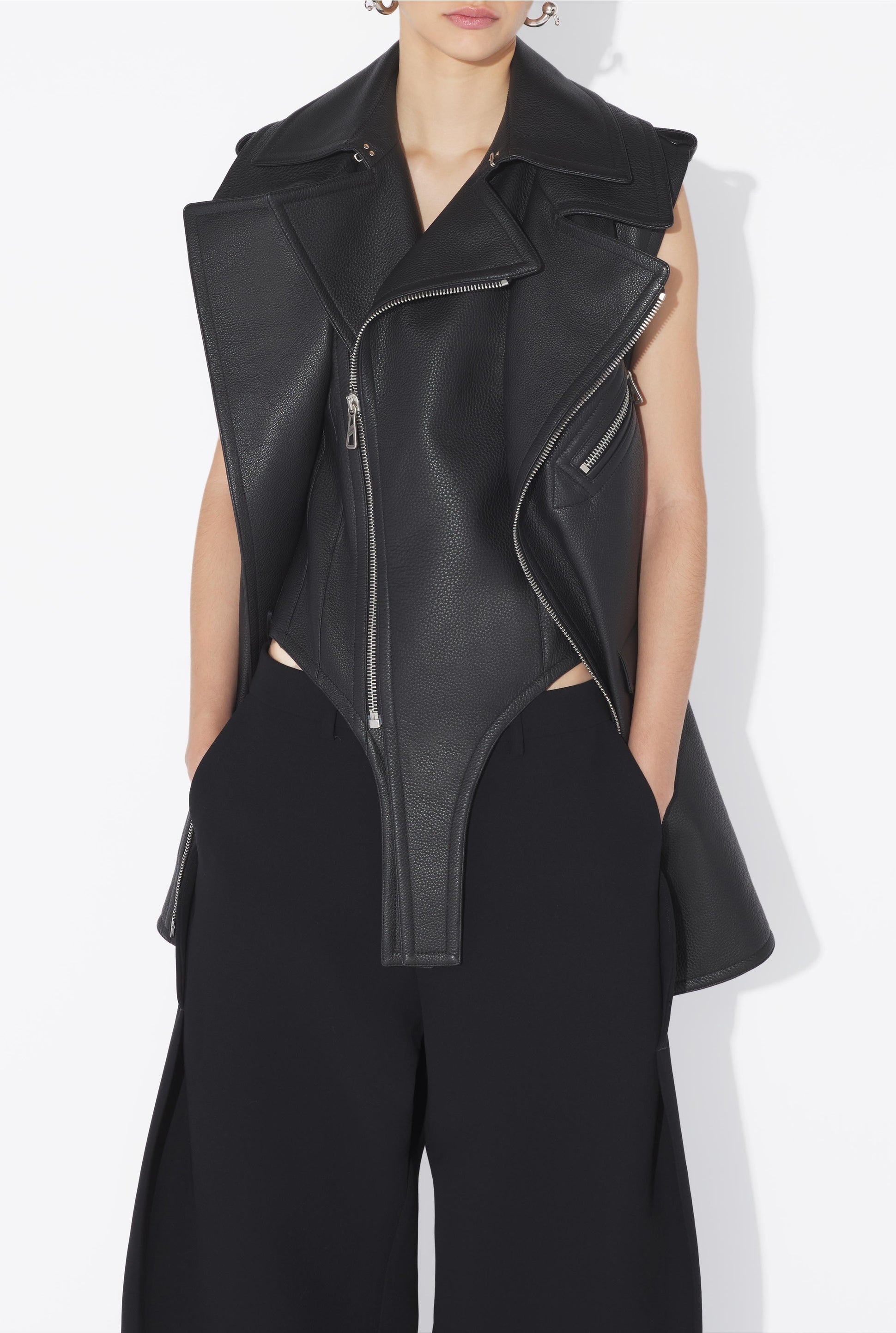 Gilet ceintré en cuir - Black & White