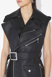 Gilet ceintré en cuir - Black & White
