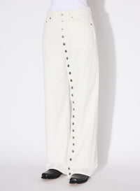 Pantalon boutonné en denim - Offwhite