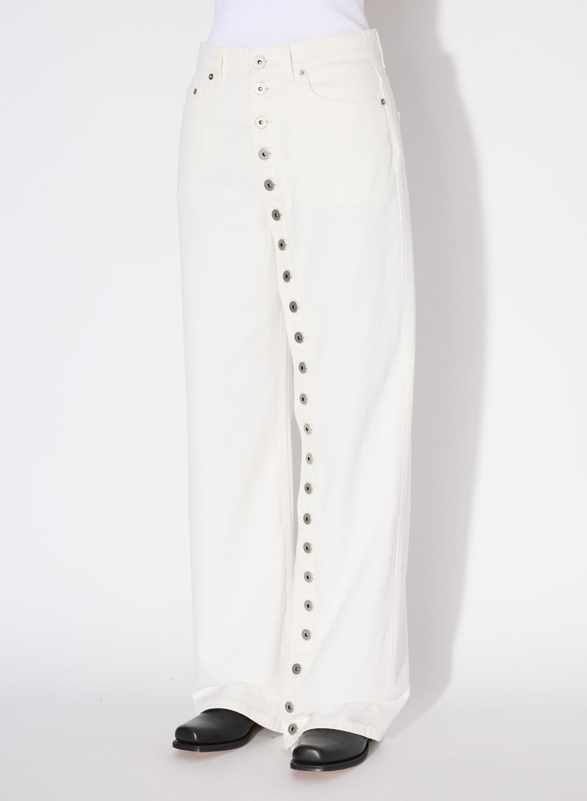 Pantalon boutonné en denim - Offwhite