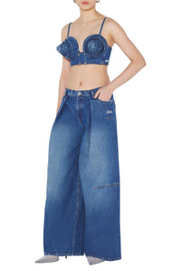 Pantalon Ample en denim - Vintage blue