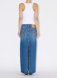 Long buttoned skirt in denim - Vintage blue