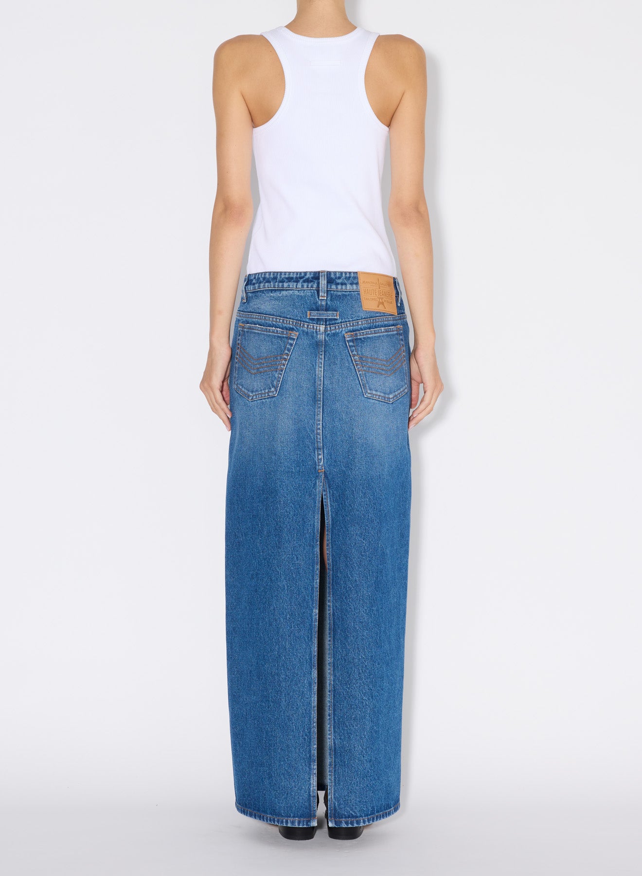 Long buttoned skirt in denim - Vintage blue