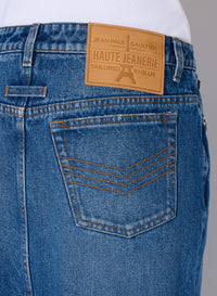 Long buttoned skirt in denim - Vintage blue
