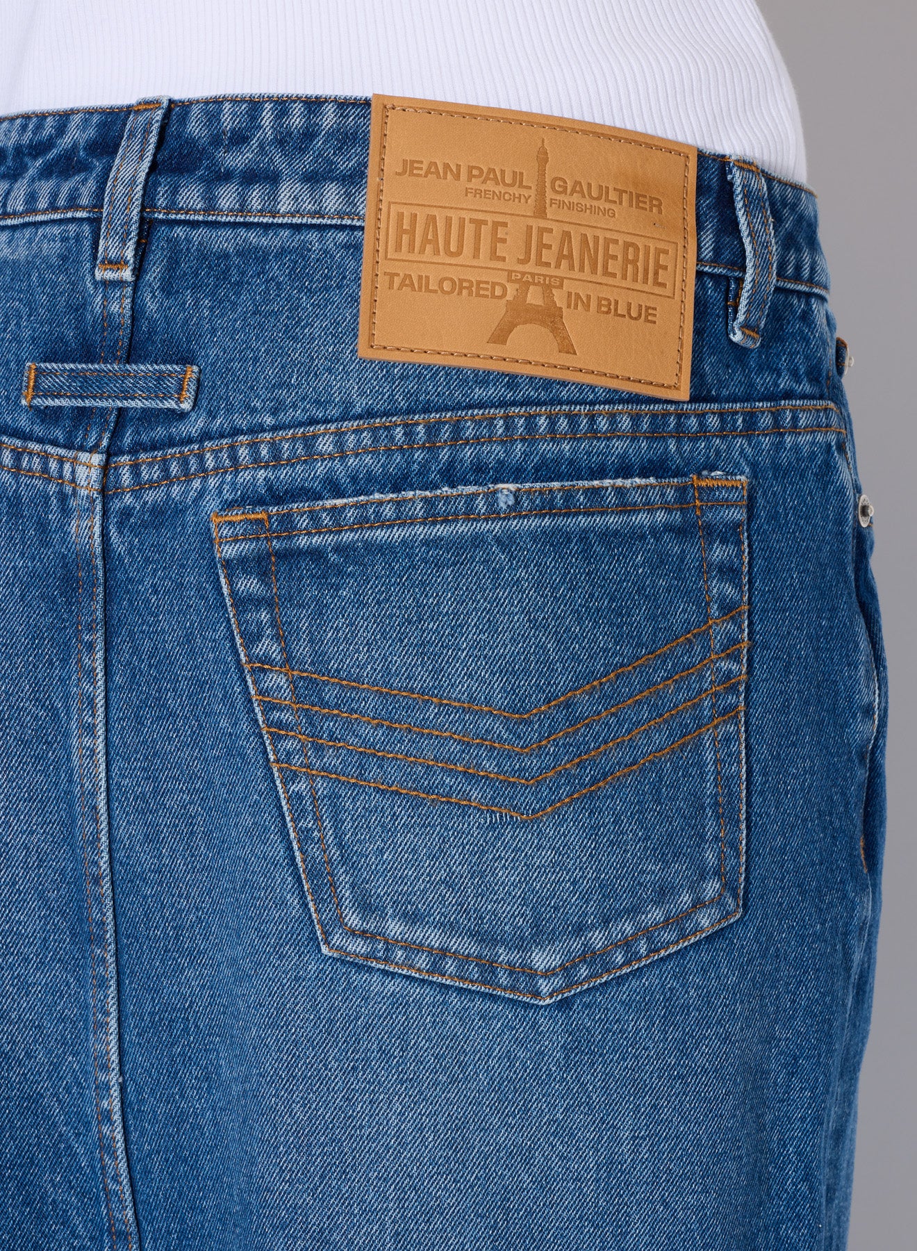 Long buttoned skirt in denim - Vintage blue