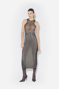 La Jupe Longue Spirale Noire - Black & Grey & Ecru