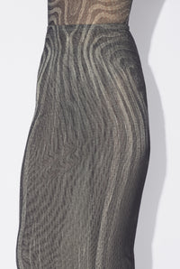 La Jupe Longue Spirale Noire - Black & Grey & Ecru