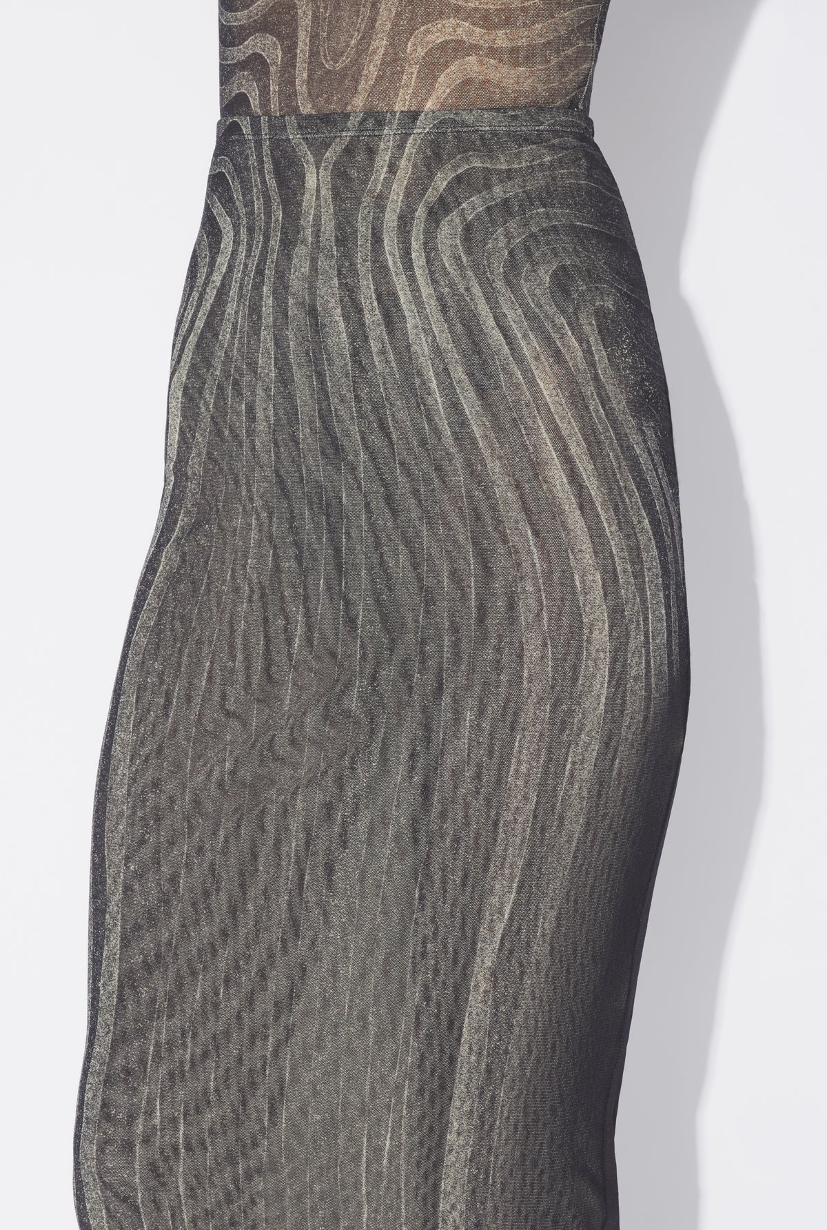 La Jupe Longue Spirale Noire - Black & Grey & Ecru