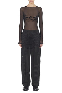 Pantalon tailleur corset en laine - Black & White