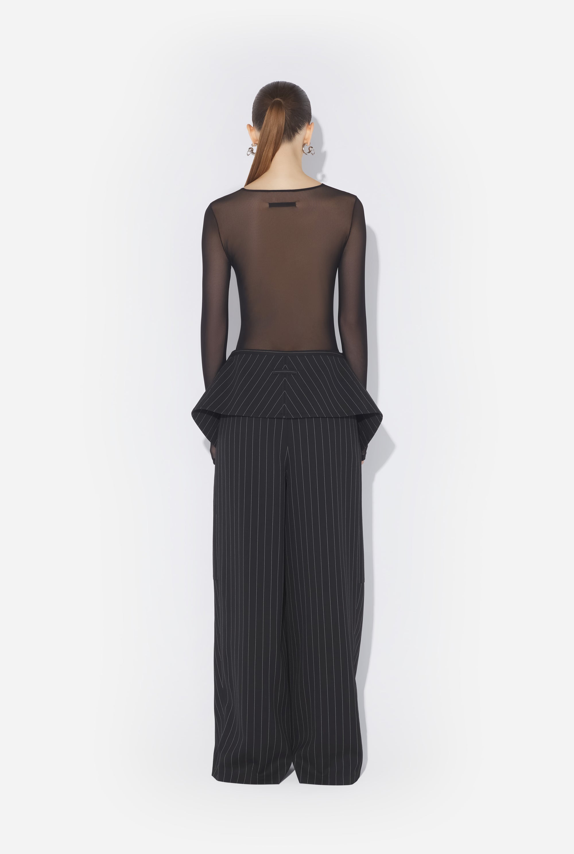Pantalon tailleur corset en laine - Black & White