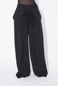 Pantalon tailleur corset en laine - Black & White
