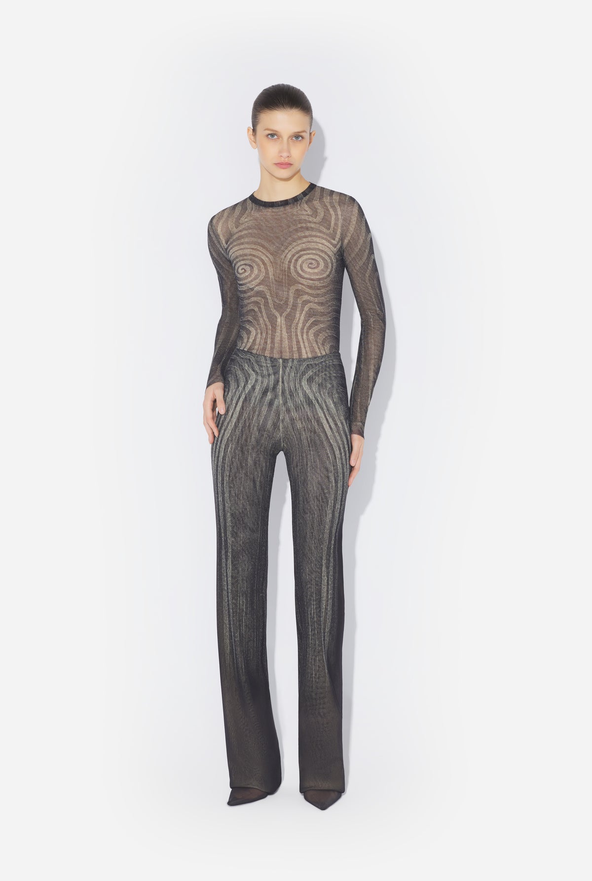 Le Pantalon Spirale Noir - Black & Grey & Ecru