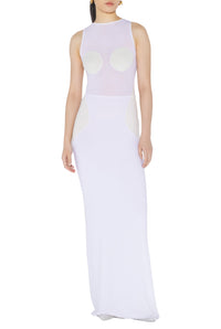 Robe longue conique - Optic White & Écru