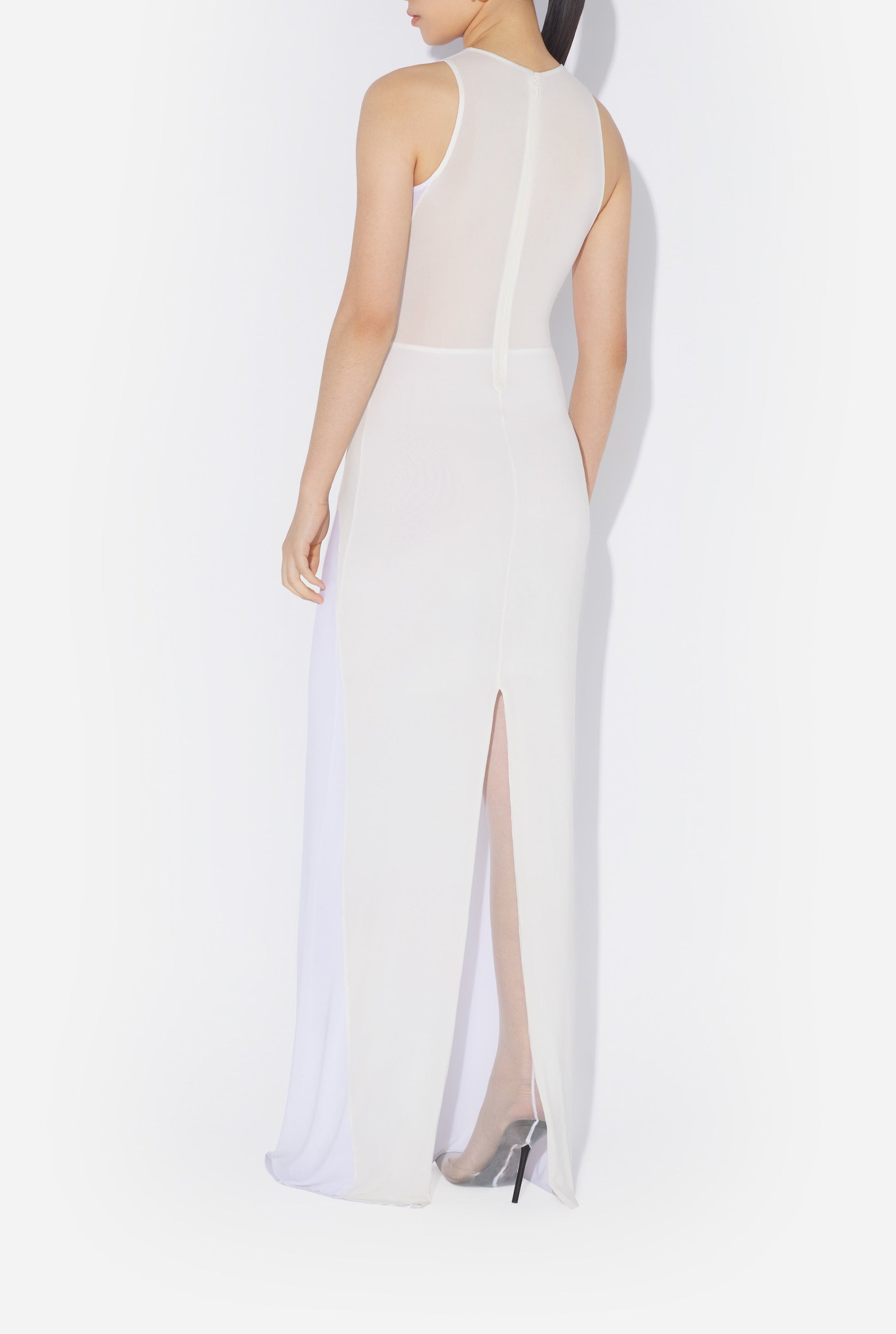 Robe longue conique - Optic White & Écru