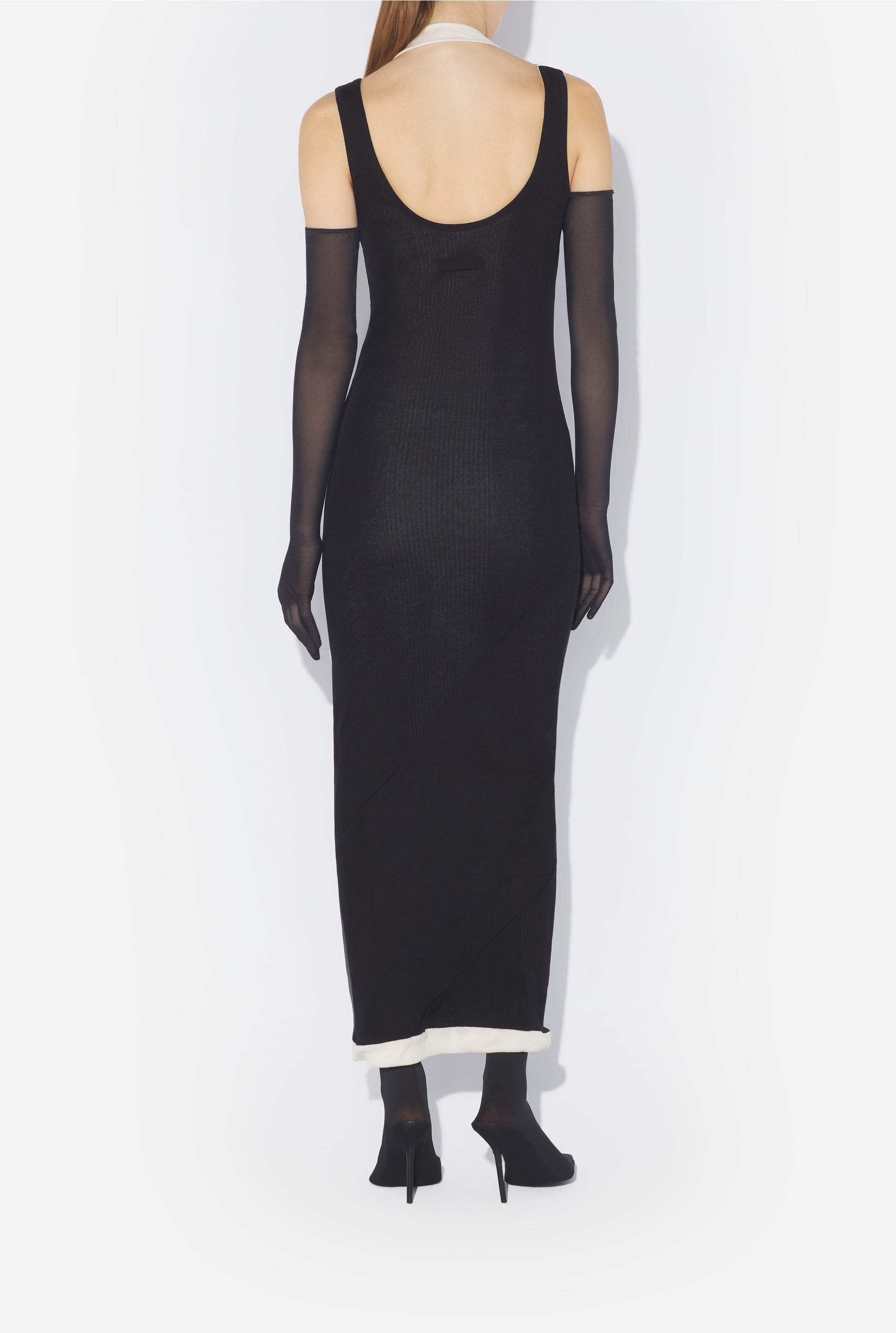 Double draped cotton dress - Black & Ecru