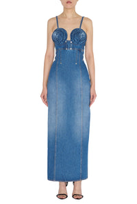 Robe longue à bonnets coniques - Vintage blue
