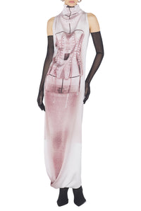 Robe drapée Trompe-L'Œil corset - Dustypink & White & Black