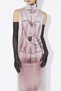 Robe drapée Trompe-L'Œil corset - Dustypink & White & Black