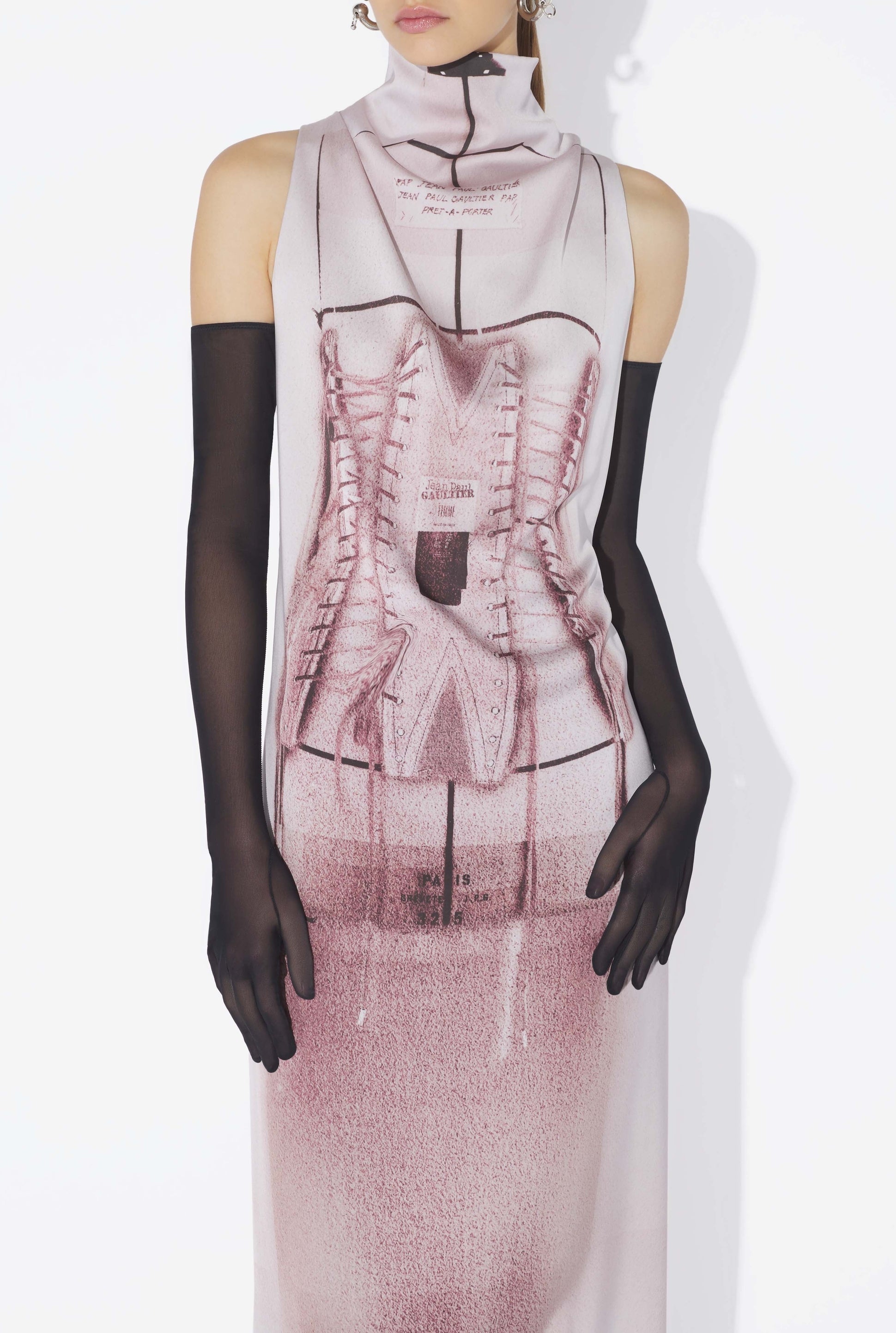 Robe drapée Trompe-L'Œil corset - Dustypink & White & Black