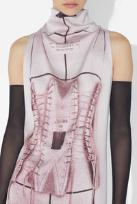 Robe drapée Trompe-L'Œil corset - Dustypink & White & Black