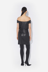 Robe drapée en cuir - Black & White