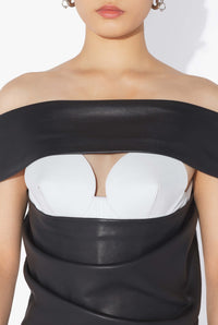 Robe drapée en cuir - Black & White