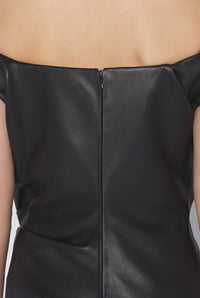 Robe drapée en cuir - Black & White