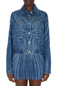 Veste unisexe imprimée Spiral en denim - Indigo