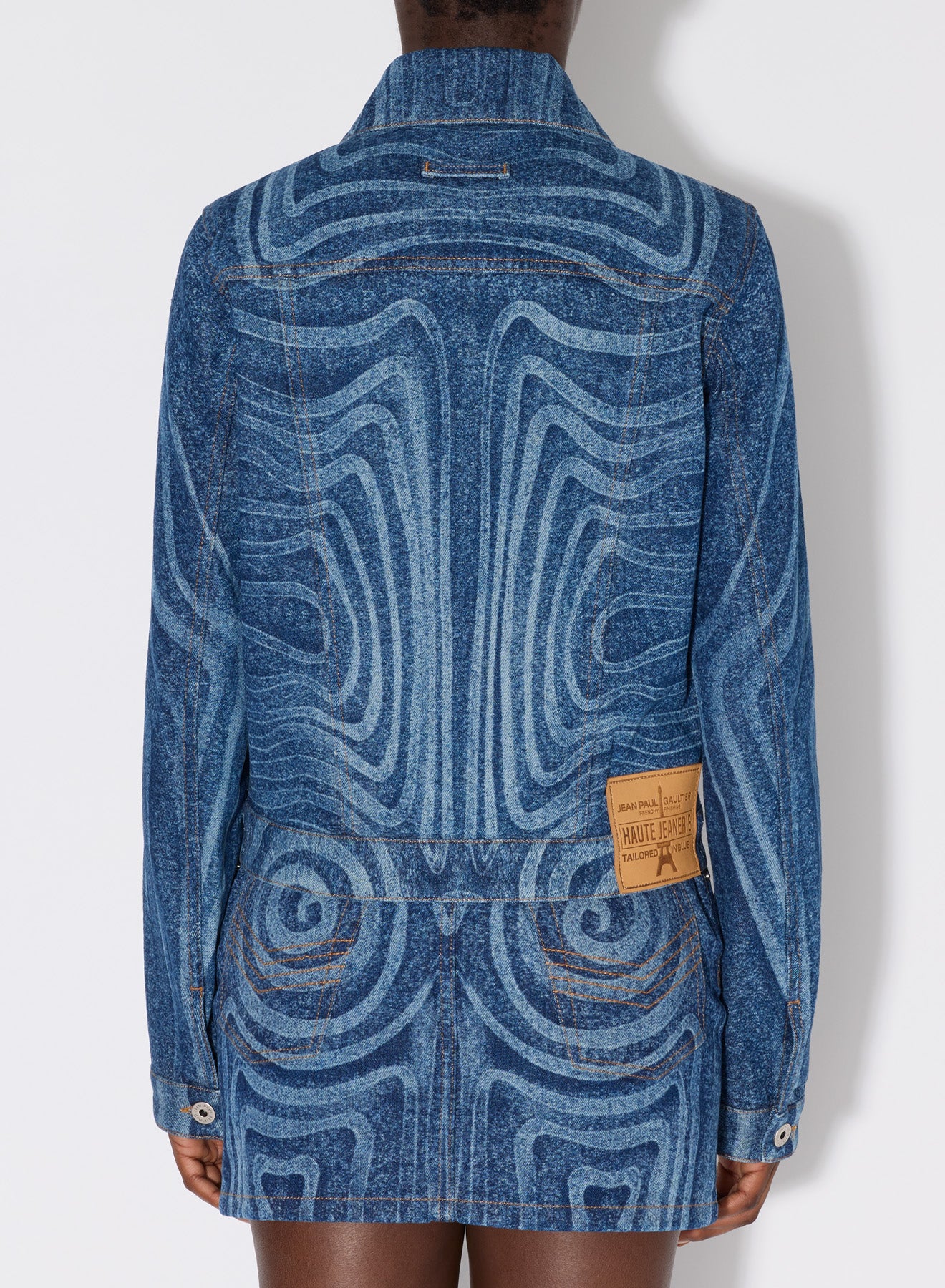 Veste unisexe imprimée Spiral en denim - Indigo
