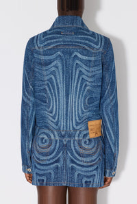 Unisex Spiral-print denim jacket - Indigo