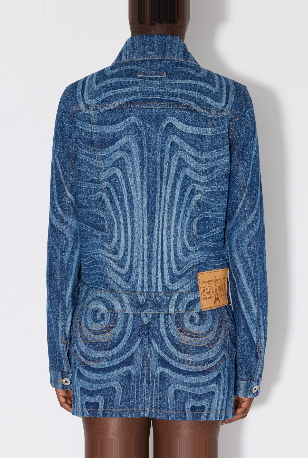 Unisex Spiral-print denim jacket - Indigo