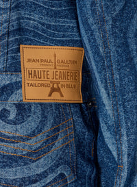Veste unisexe imprimée Spiral en denim - Indigo