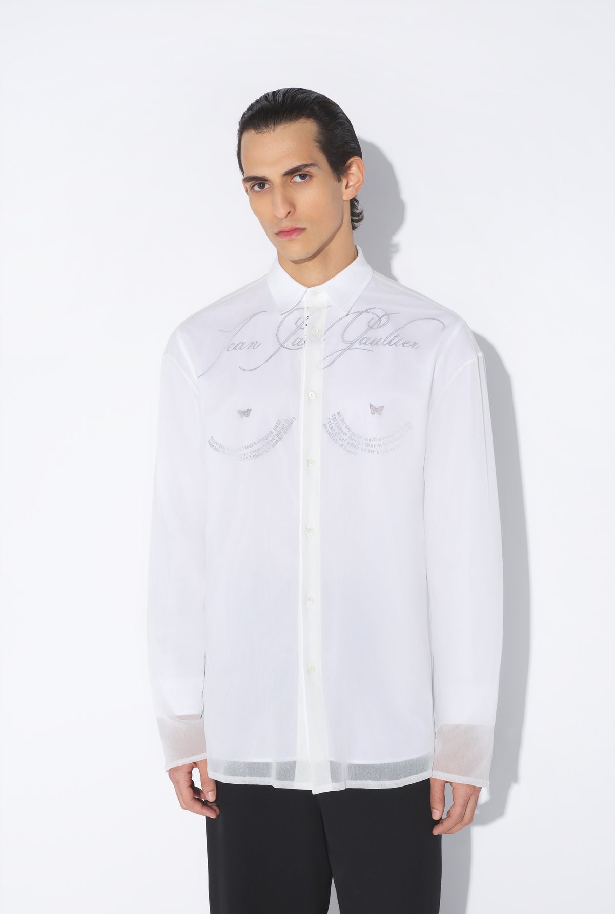 Long Sleeves Double Layer Shirt - Black & White