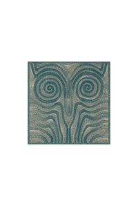 Écharpe impirmée Spiral en soie - Écru & Aqua