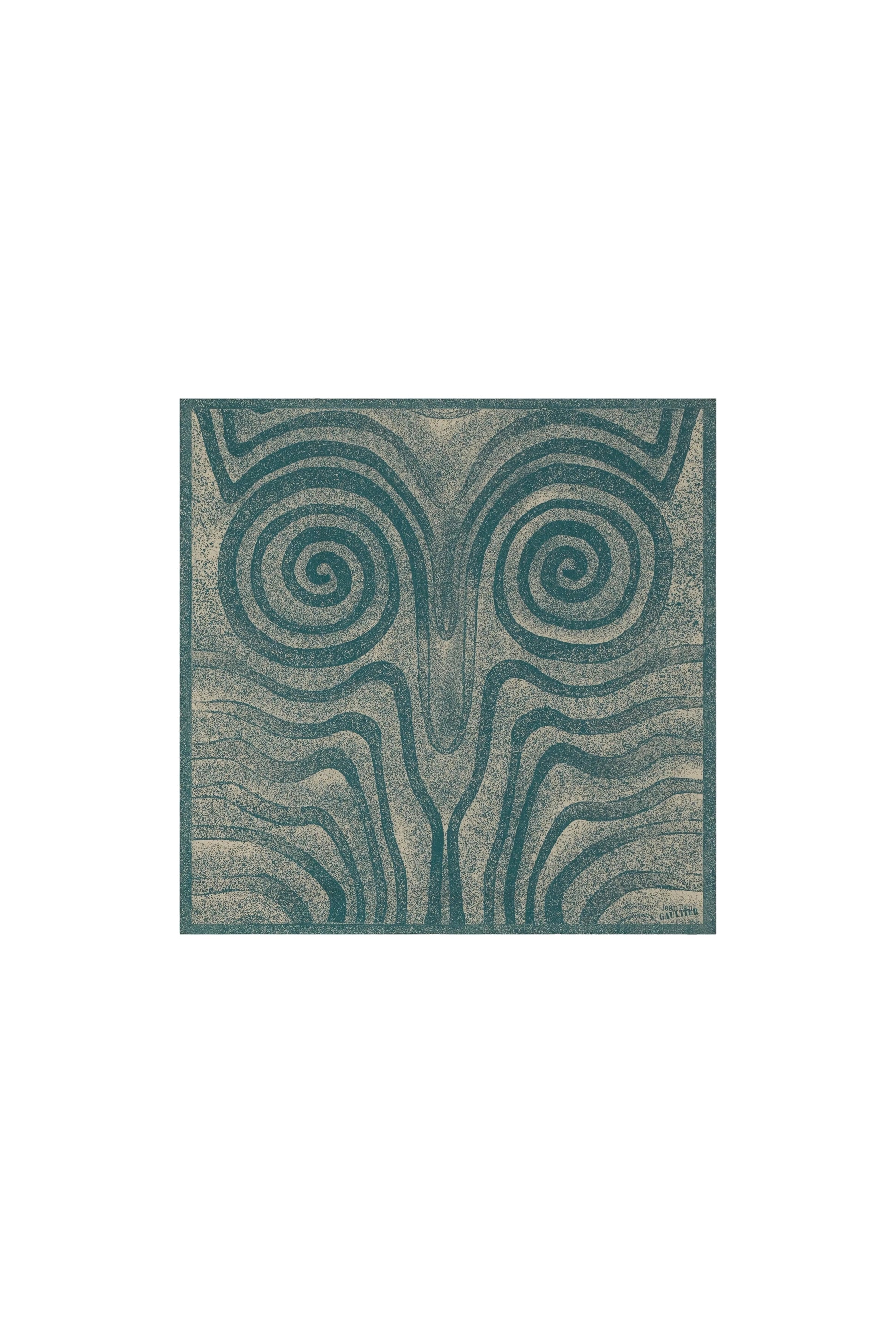 Écharpe impirmée Spiral en soie - Écru & Aqua