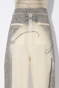 Le Pantalon Tailleur Multi-Tattoo - Ecru & Black & Red