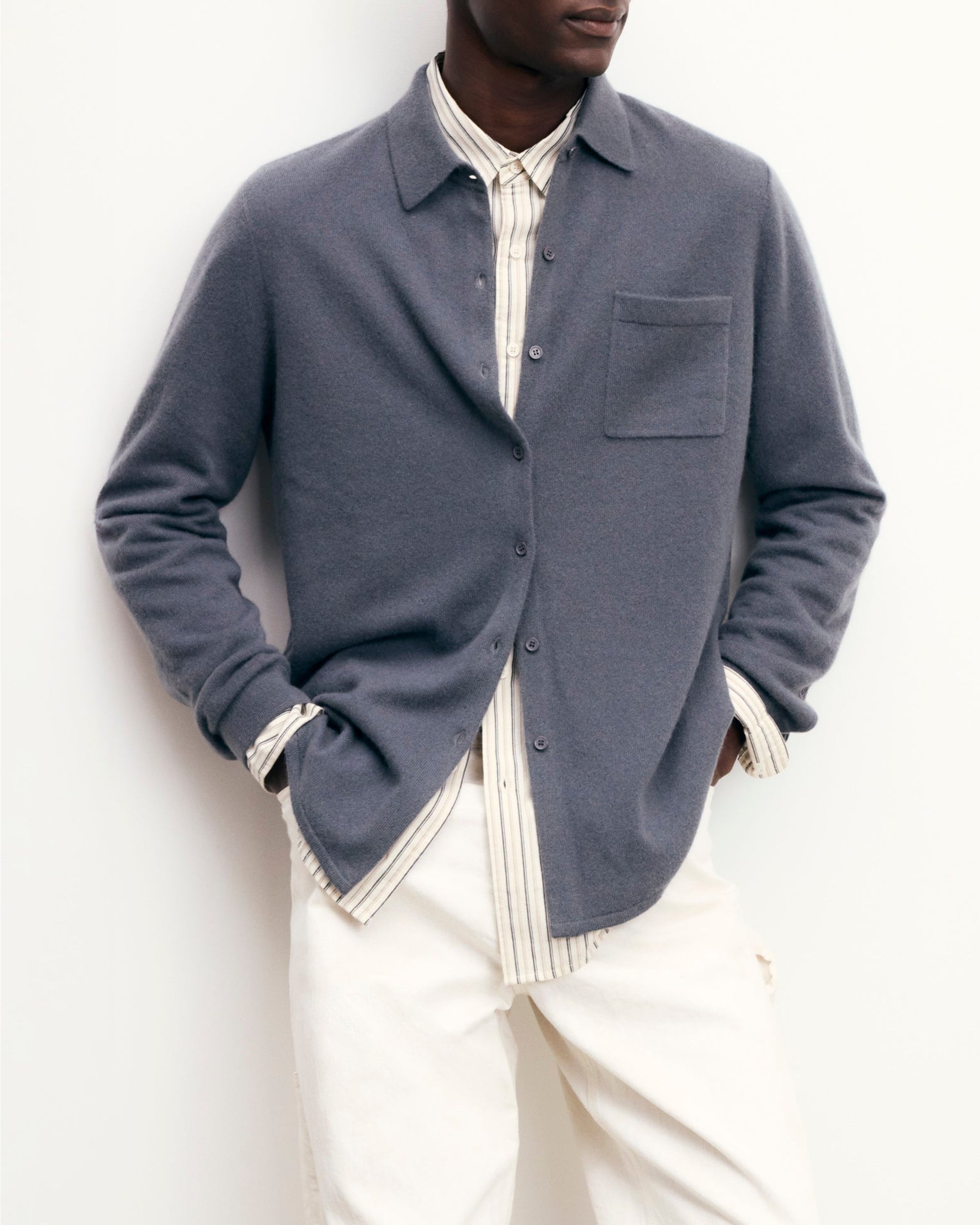 Chemise à manches longues en cachemire - Storm Grey