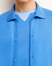 Chemise à manches longues en laine - Boat Blue
