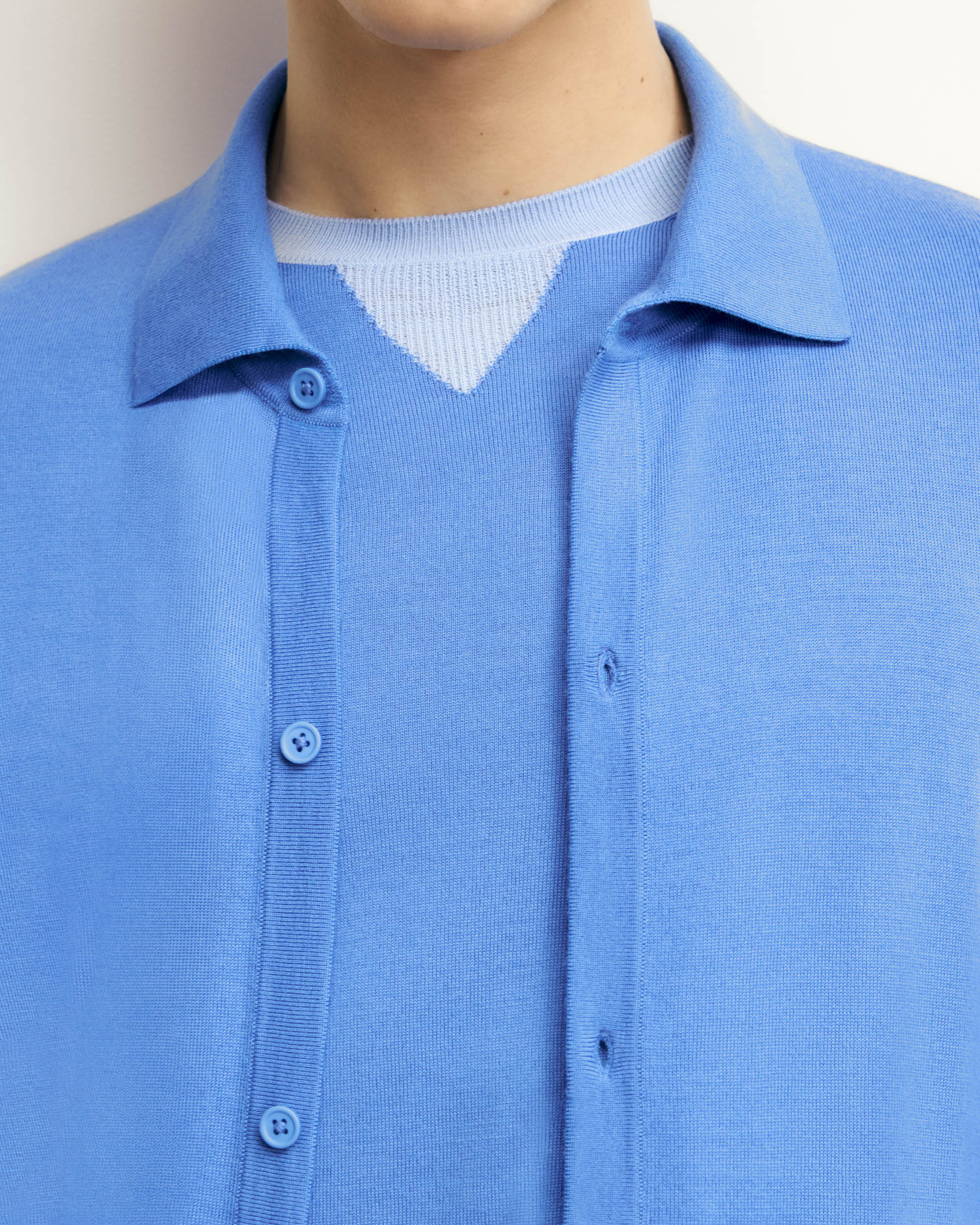 Chemise à manches longues en laine - Boat Blue